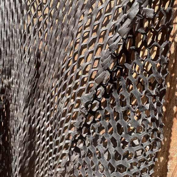 Fishnet laser cut Leather Black Brown for clothing and sewing, DIY - Picture 4 of 7